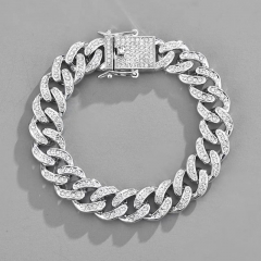Cuba Chain With Diamonds Fashion Gold Plated Hip Hop 13mm Bracelet Suppliers