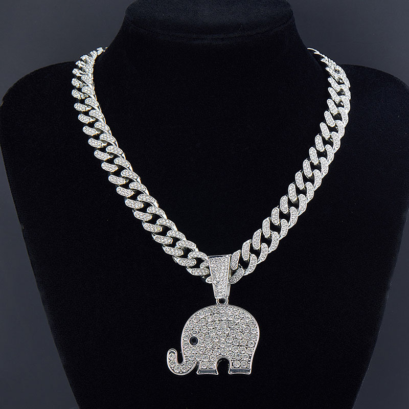 Creative Full Diamond Hip Hop Pendant Fashion African Elephant Necklace Suppliers