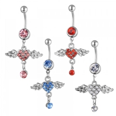 Piercing With Diamond Angel Wings Navel Ring Umbilical Nail Suppliers