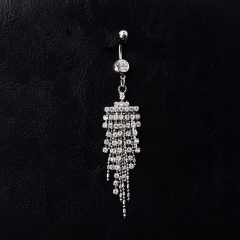 Stainless Steel Pierced Long Tassel With Diamond Belly Button Ring Suppliers