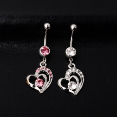 Pierced Heart Shaped Alloy With Diamond Pendant Belly Button Ring Belly Button Studs Suppliers