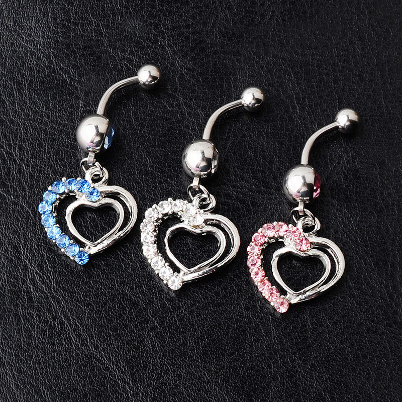 Diamond-set Heart-shaped Fashion Pierced Navel Studs Navel Clasp Suppliers
