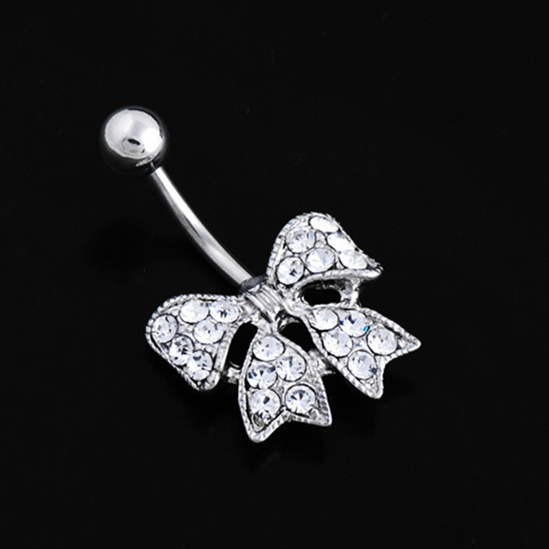 Pierced And Diamond Bow Belly Button Ring Suppliers