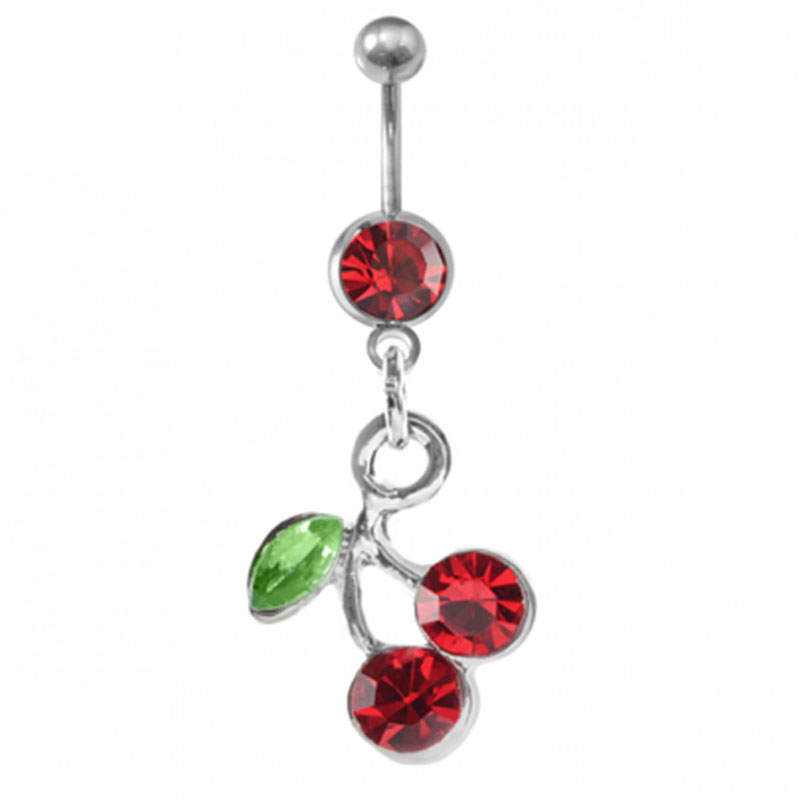 Fashion Diamond Studded Cherry Belly Button Ring Belly Button Studs Suppliers