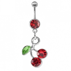 Fashion Diamond Studded Cherry Belly Button Ring Belly Button Studs Suppliers