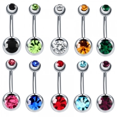 316 Stainless Steel Navel Ring Double Diamond Thick Rod Navel Stud Earrings Suppliers