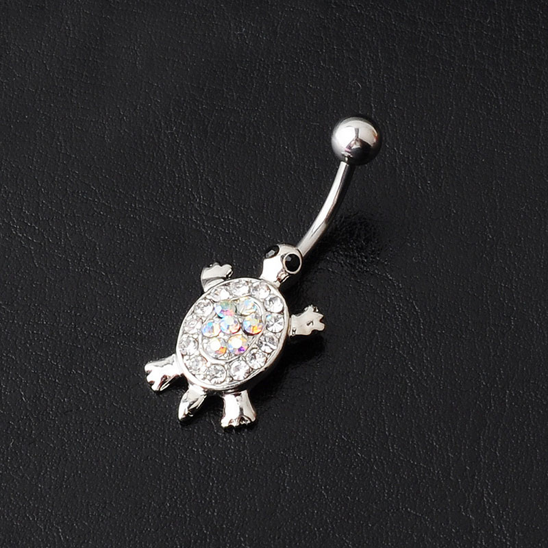Fashion Simple Pierced Animal Turtle With Diamond Navel Ring Vendors
