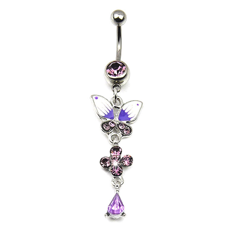 Fashion Pierced Purple Butterfly Navel Ring Suppliers