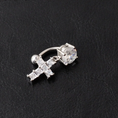 Fashion Zirconia Cross Dangling Stainless Steel Umbilical Ring Buckle Vendors