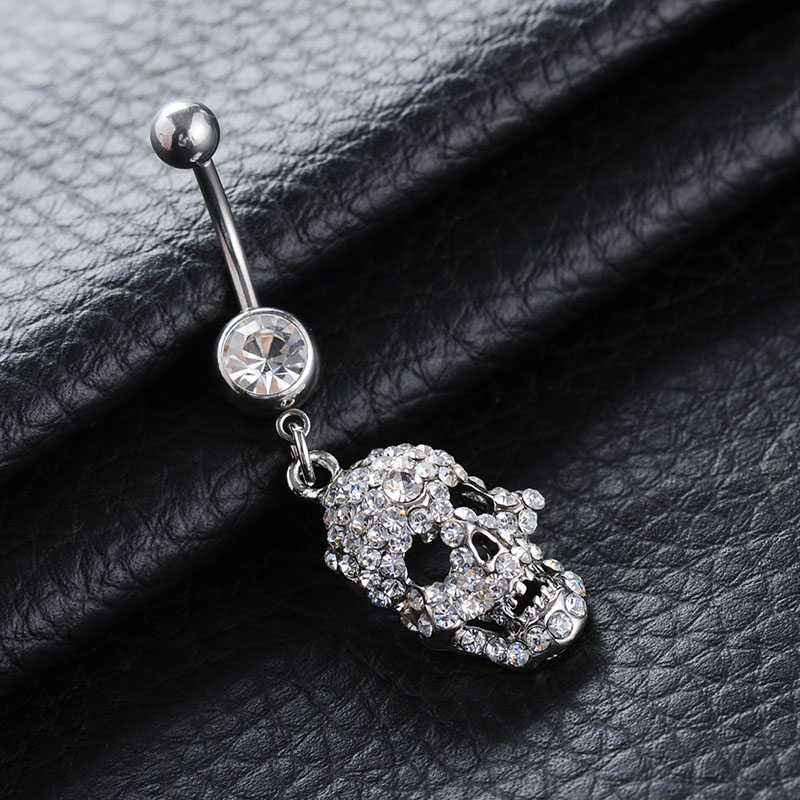 Piercing Alloy Skull With Diamond Belly Button Ring Suppliers