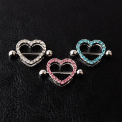 Double Diamond Plated Heart Shaped Tri-color Breast Studs Vendors