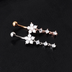 Zirconia Flower Stainless Steel Dangling Belly Button Piercing Vendors