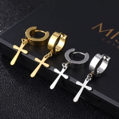 Fashion Personality Simple Stainless Steel Cross Dangle Earring Buckle Vendors