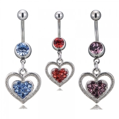 Pierced Heart-shaped Alloy Pendant Belly Button Ring With Diamonds Vendors