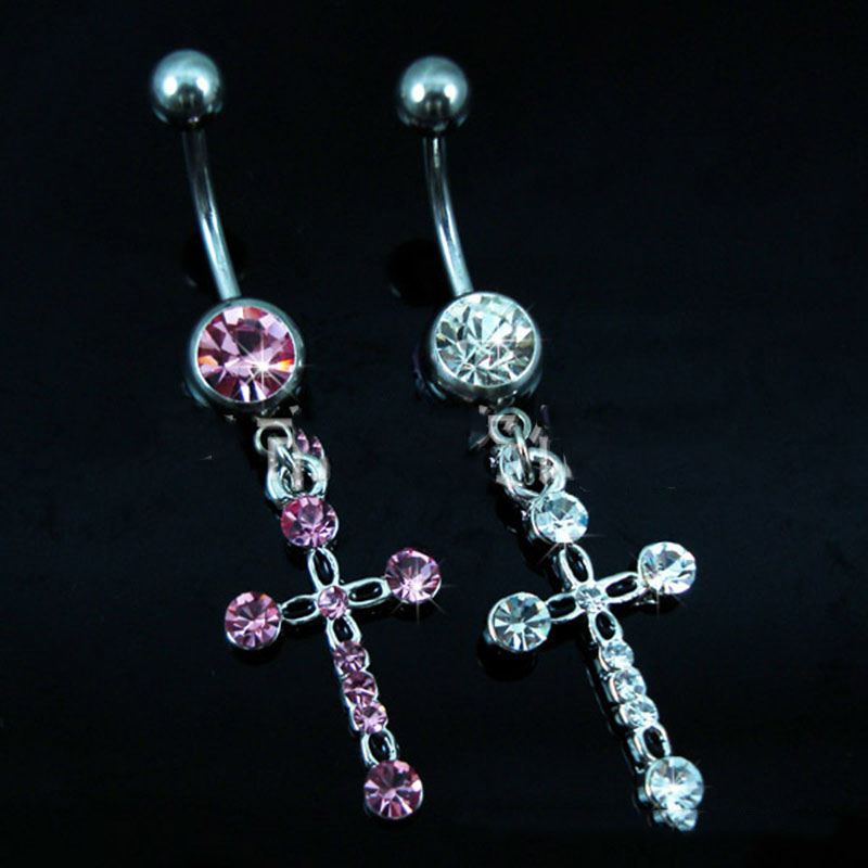 Pierced Diamond Cross Belly Button Ring Suppliers