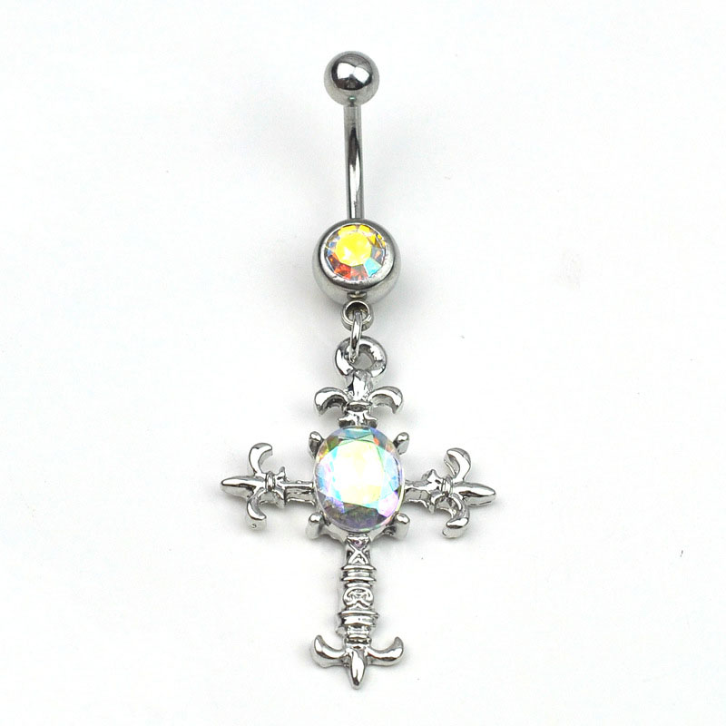 Pierced Diamond Cross Belly Button Ring Suppliers