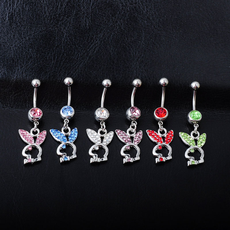 Pierced Diamond Rabbit Multi-color Belly Button Nail Vendors