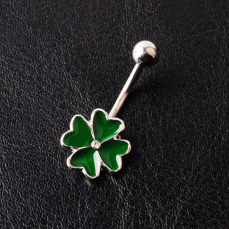 Fashion Piercing Oil Drip Clover Navel Studs Vendors