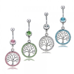 Diamond Studded Lucky Tree Medical Steel Navel Studs Vendors