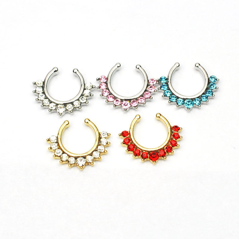 U-shaped Half Ring With Diamond Plated Nose Ring Suppliers