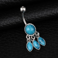 Pierced Dream Catcher Turquoise Tassel Belly Button Ring Suppliers