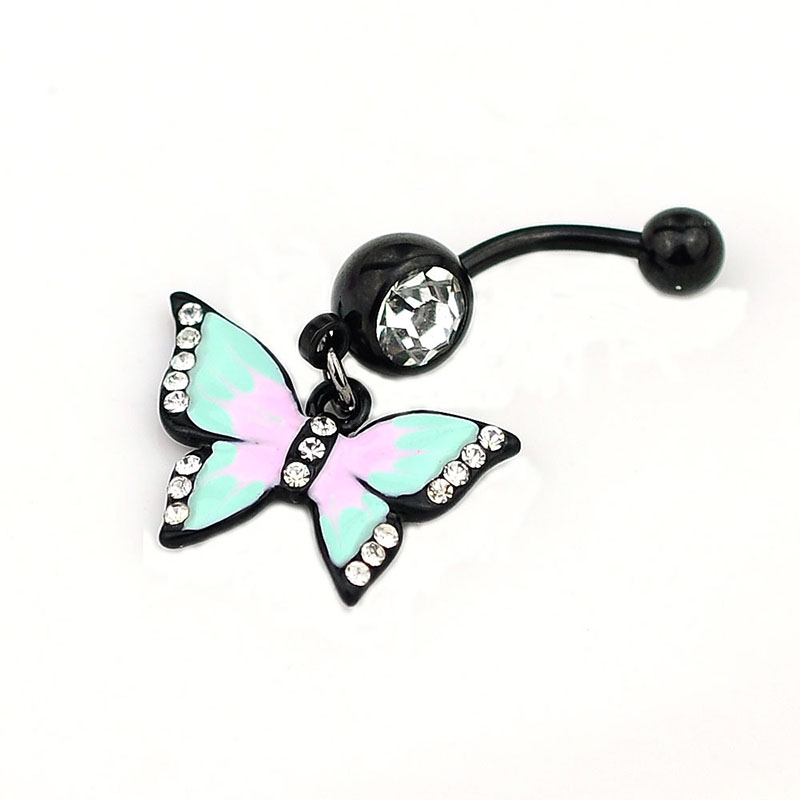 Spray Paint Drip Oil Alloy Bow Body Piercing Belly Button Ring Suppliers