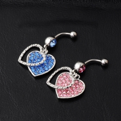 Piercing Medical Steel Heart With Diamond Navel Studs Suppliers