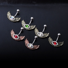 Body Piercing With Diamond Wings Fashion Belly Button Studs Suppliers