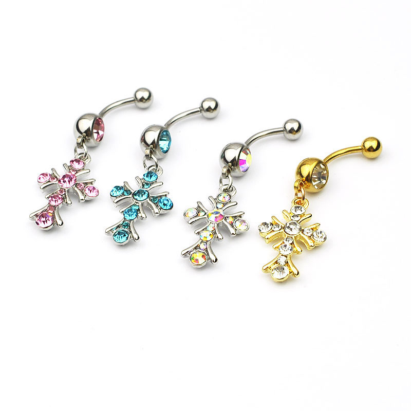 Crucifix With Diamond Alloy Pendant Navel Studs Suppliers