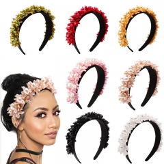 Korean Version Three-dimensional Flowers Pearl Crystal Hair Band Vendors