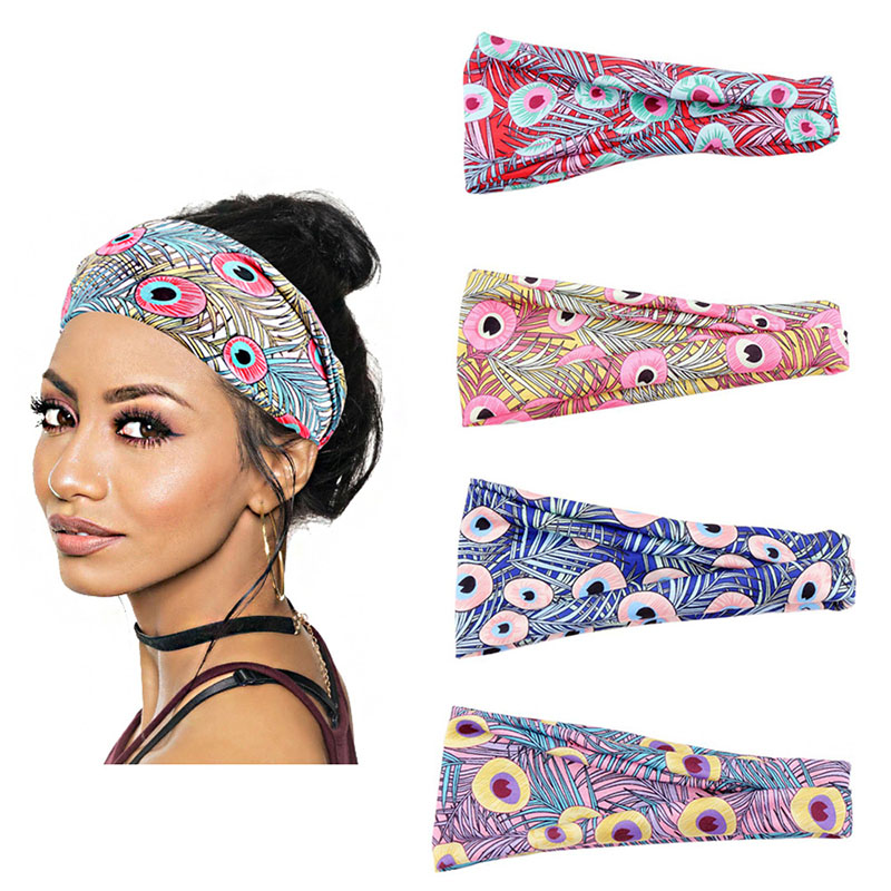 Printed Dazzling Peacock Wide Edge Sports Hairband Vendors