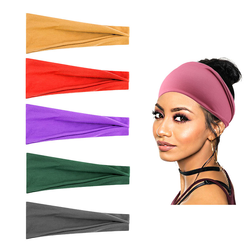 Solid Color Sports Yoga Wide Side Fitness Hair Bands Vendors