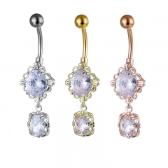 Pierced Floral Oval Zircon Belly Button Ring Vendors