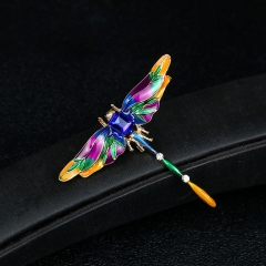 Vintage Alloy Drip Oil And Enamel Coloured Dragonfly Brooch Distributor