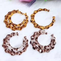 Leopard Print Bamboo Acrylic Spray Painted C-shaped Fashion Minimalist Earrings Distributor