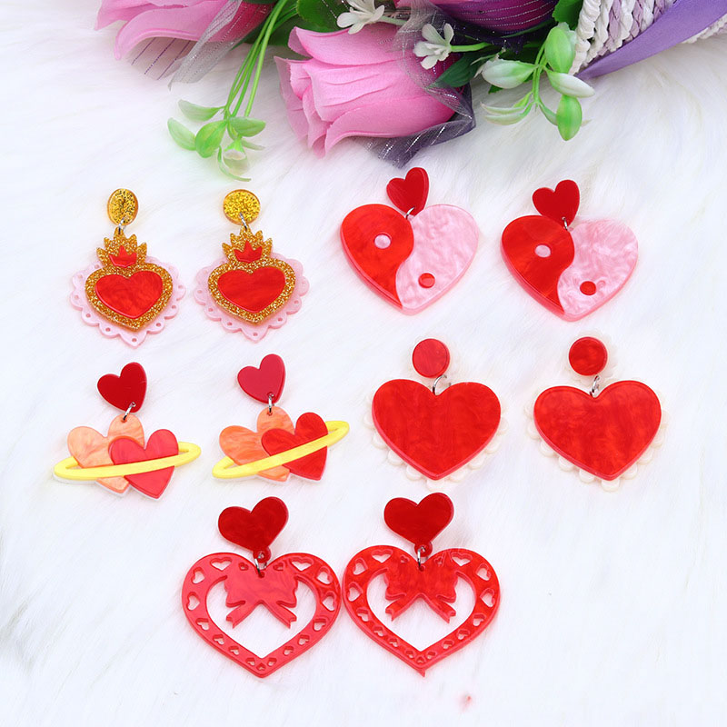 Valentine's Day Love Patchwork Acrylic Earrings Distributor