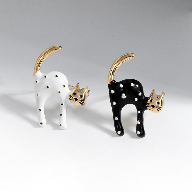 Oil Dripping Cartoon Spotted Cat Brooch Distributor