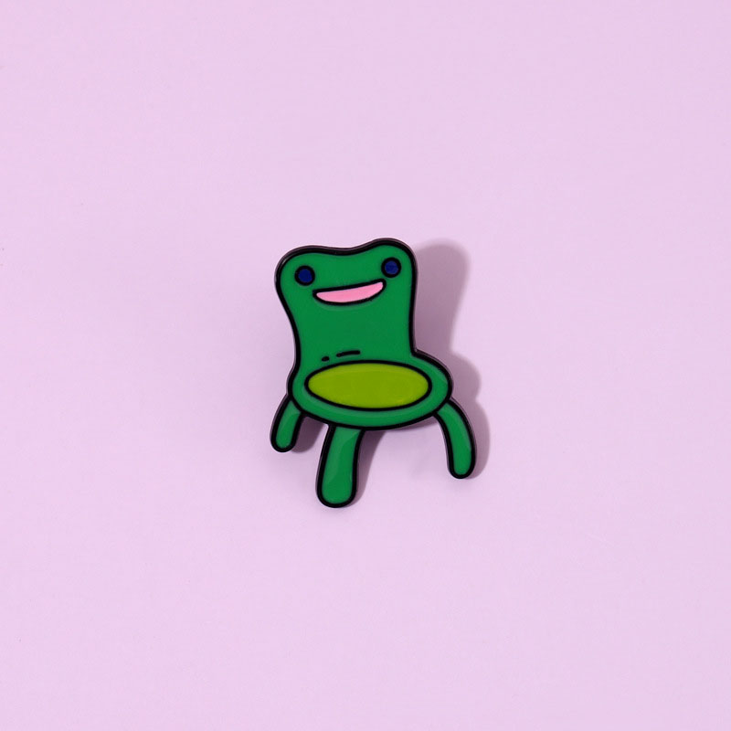 Cute Children's Frog Stool Green Brooch Distributor