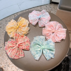 Floral Large Bow Children's Chiffon Hair Clip Distributor