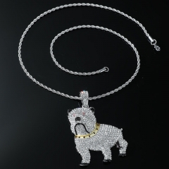 Hipster Bulldog Dog Full Of Diamonds Pendant Necklace Distributor