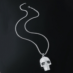 Hip Hop Dimensional Full Diamond Skull Pendant Necklace Distributor
