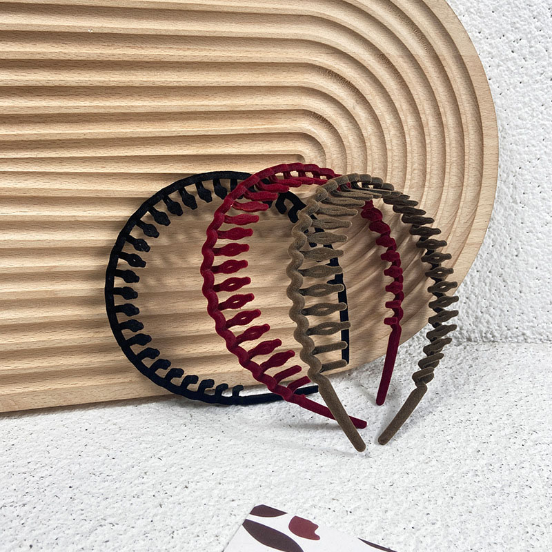 Wholesale Flocked Simple Wave Hair Band With Teeth