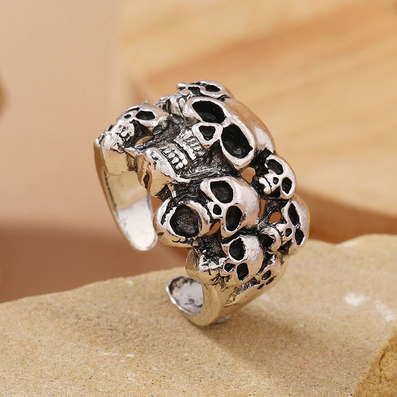 Wholesale Fashion Alloy Minimalist Vintage Skull Drip Oil Ring