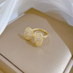 Wholesale Gold Bow Zirconia Open Adjustable Ring