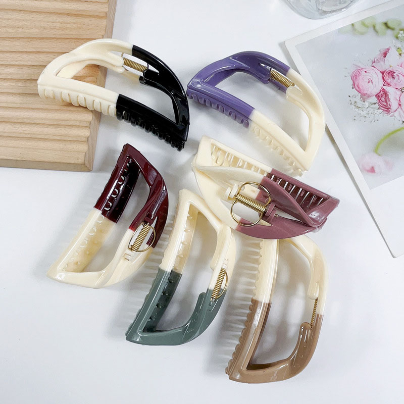 Wholesale Oversized Shark Clip Colour Blocking Simple Fashion Grip Clip