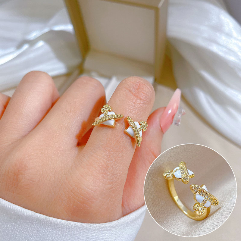 Wholesale Gold Love Drop Zirconia Open Ring