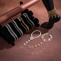 Wholesale Jewelry Ethnic Fashion Micro-encrusted Rhinestone Chain Set Anklet