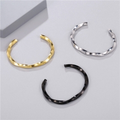 Wholesale Jewelry Stainless Steel Titanium Steel Opening C-shaped Twisted Lines Fashion Couples Bracelet