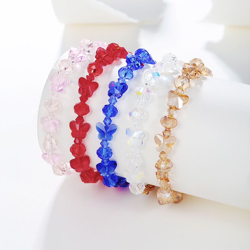 Wholesale Jewelry Imitation Crystal Butterfly Hand Beaded Glass Bracelet