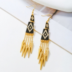 Wholesale Jewelry Long Chain Tassel With Diamond Drip Oil Fashion Ethnic Stud Earrings